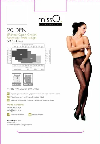 misso p615 kabaretki den20 z pionowymi pasami czarne s/m na Arena.pl