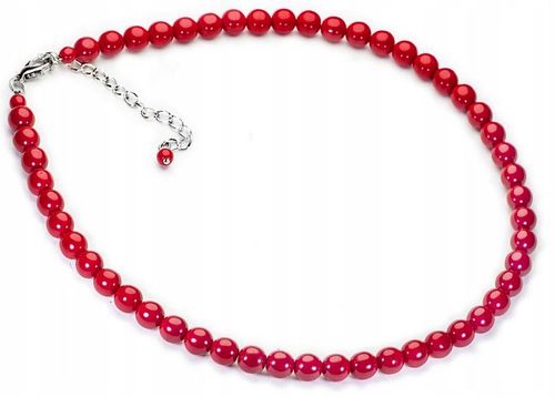 Czerwone Korale Naszyjnik Kolia Perły 8 mm Czeskie Szkło Polerowane na Arena.pl