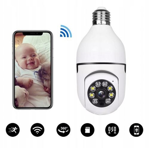Kamera Obrotowa Panoramiczna 360 Zamiast Żarówki Nagrywanie Nocne Wi-FI IP na Arena.pl