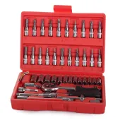 Zestaw narzędzi klucze nasadowe torx imbusy z grzechotką 46 elementów