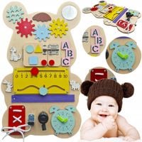 TABLICA MANIPULACYJNA MIŚ XXL SENSORYCZNA MONTESSORI EDUKACYJNA DREWNIANA