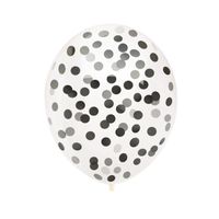 Balony przezroczyste z czarnym konfetti, 30 cm 3 szt.