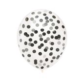 Balony przezroczyste z czarnym konfetti, 30 cm 3 szt.