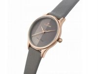 Złoty zegarek DAMSKI z popielatym PASKIEM SKóRA elegancki model dla kobiet