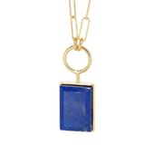 Naszyjnik srebrny złocony z Lapisem Lazuli w kształcie prostokąta