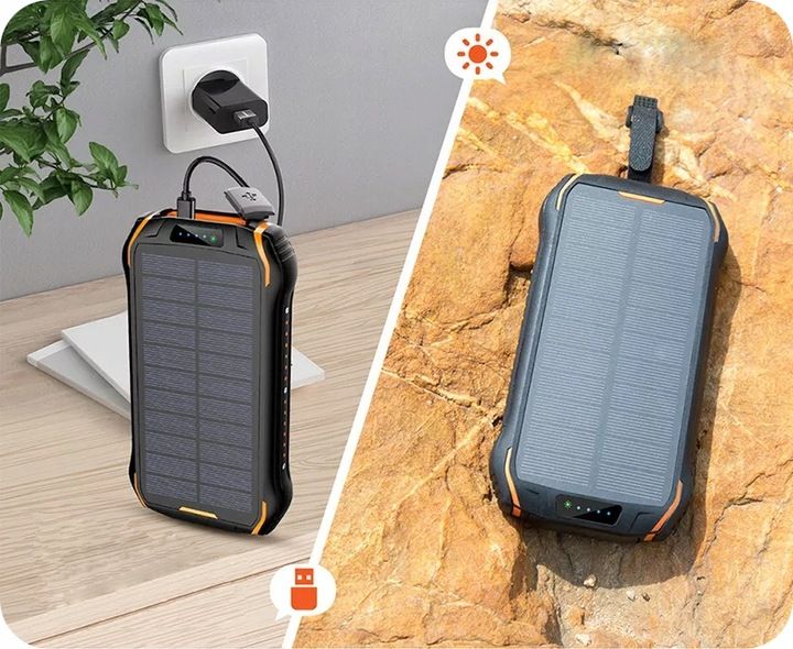 SOLARNY POWER BANK 26800mAh 2xUSB LATARKA INDUKCJA zdjęcie 15