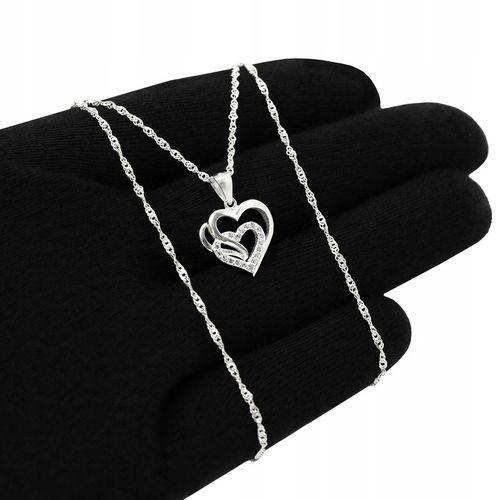 SREBRNY NASZYJNIK SERCE ŁAŃCUSZEK Z ZAWIESZKĄ SREBRO 925 + RÓŻA WIECZNA LED na Arena.pl
