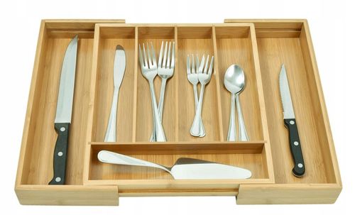 WKŁAD DO SZUFLADY NA SZTUĆCE BAMBUSOWY DREWNIANY ORGANIZER ROZSUWANY na Arena.pl