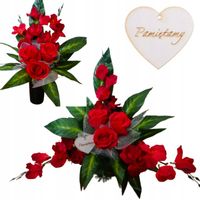 STROIKI NA CMENTARZ Zestaw kompozycja + bukiet na grób kwiaty sztuczne