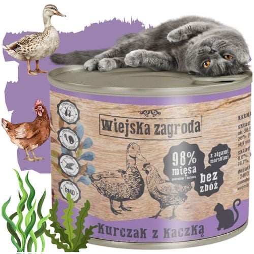 karma mokra dla kota kurczak kaczka 200g wiejska zagroda bez zbóż i glutenu na Arena.pl