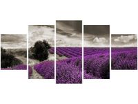 70CM 150CM OBRAZ 5 ELEM LAWENDOWY WIDOK ŚCIENNY