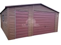 GARAŻ BLASZANY 5,5X6 BRAMA ORZECH DREWNOPODOBNY DRZWI 2X OKNO GB402