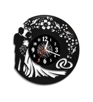 Zegar ścienny z płyty winylowej Para młoda 12.1