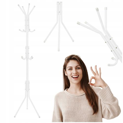 WIESZAK PODŁOGOWY STOJĄCY NA UBRANIA STOJAK METALOWY STABILNY BIALY na Arena.pl