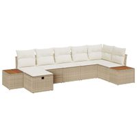 Zestaw Sof na Ogród 7 pcs Beżowy 55 x 62 x 69 cm Polirattan
