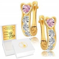 Złote Kolczyki 333 Cyrkonie Serce Chrzest Komunia Urodziny Grawer