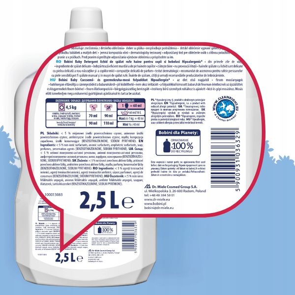 Bobini Baby Hipoalergiczny Płyn do Prania dla Dzieci 5l 70 prań zdjęcie 7