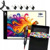 TABLET GRAFICZNY - ROZMIAR A4 + ZAKREŚLACZE DWUSTRONNE 80 szt DO SZKOŁY