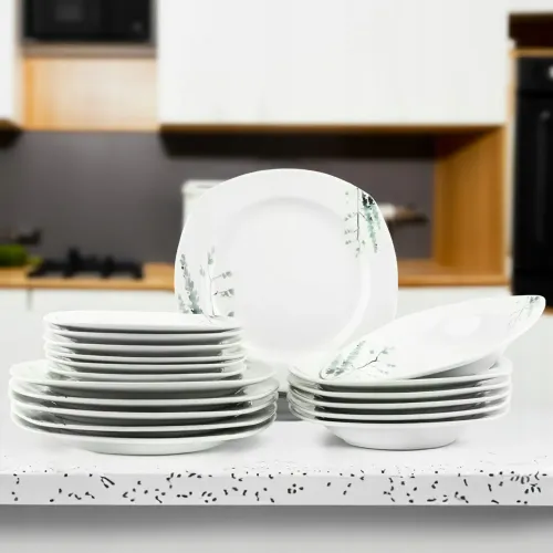 SERWIS OBIADOWY PORCELANOWY ZESTAW TALERZY BIAŁY NA 6 OSÓB WZÓR ZIMA na Arena.pl