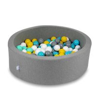 Suchy basen 90x30cm szary z piłeczkami 200szt (białe, szare, turkusowe, żółte, miętowe)
