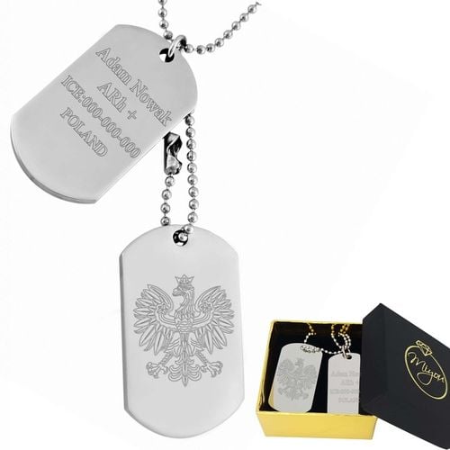 Nieśmiertelnik z Grawerem x2 Męski, Stal Chirurgiczna Grawer Mechaniczny na Arena.pl