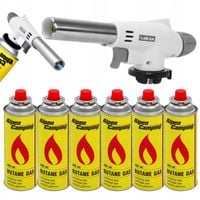 PALNIK Gazowy z CERAMIKĄ Opalarka Lutownica + 6 x Gaz KARTUSZ 400ml