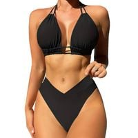 STRÓJ KĄPIELOWY DWUCZĘŚCIOWY BIKINI WIĄZANIE WYSOKI STAN KOSTIUM KOLORY L