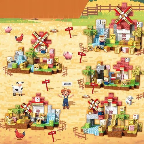 KLOCKI MAGNETYCZNE KLOCKI SZEŚCIANY FARMA 150 KLOCKÓW PIKSELE DLA DZIECI na Arena.pl