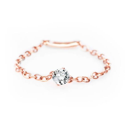 exclusive | pierścionek łańcuszkowy z brylantem 0,13ct w różowym złocie 750 na Arena.pl