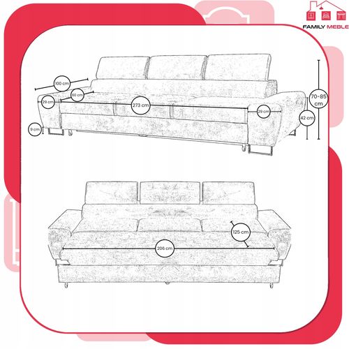 Zestaw mebli wypoczynkowych salonu Savio Sofa 3os fotele szare Family Meble na Arena.pl