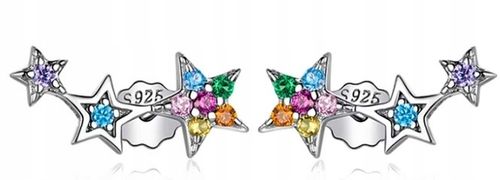 Srebrne kolczyki rodowane gwiazdki wkrętki sztyfty srebro próba 925 na Arena.pl