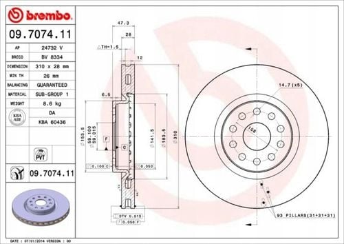 TARCZA HAM PRZOD 310X28 V BREMBO na Arena.pl