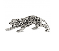 Figura lampart/ gepard/puma w kropki srebrny Glamour 48x14x17 cm