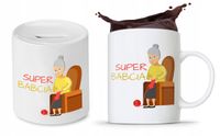 Zestaw Dla Babci Dzień Babci Kubek + Skarbonka Z Nadrukiem Ze Zdjęciem