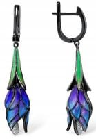 KOLCZYKI SREBRNE KWIATKI ANGIELSKIE WISZĄCE DŁUGIE KOLCZYKI DUŻE SREBRO