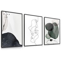 Zestaw 3X Plakat W Ramie Do Salonu Portrety Line-Art Minimalizm 30cm x 40cm