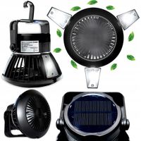 WENTYLATOR LATARKA TURYSTYCZNY KEMPINGOWY PANEL SOLARNY USB LED 4w1