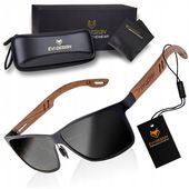 OKULARY PRZECIWSŁONECZNE męskie POLARYZACYJNE drewniane NERDY UV400 +