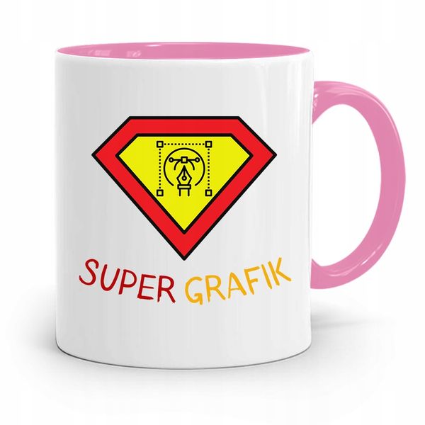 Kubek Różowy Prezent Dla Najlepszego Grafika Z Nadrukiem Ze Zdjęciem zdjęcie 1