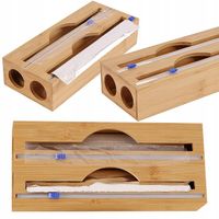 DOZOWNIK BAMBUSOWY DO FOLII SPOŻYWCZEJ Z OBCINACZEM KUCHENNY DWUKOMOROWY