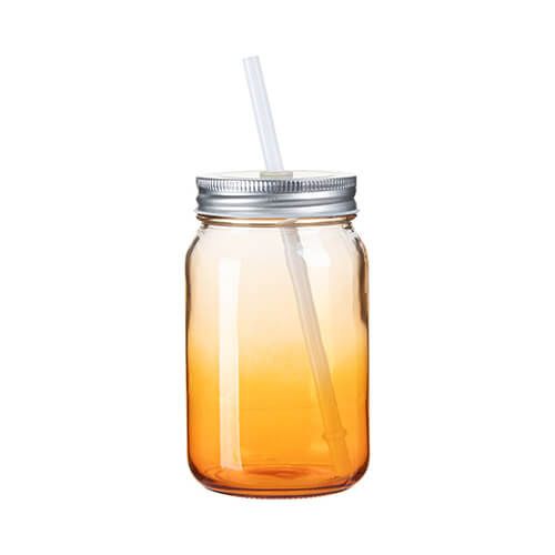 Kubek szklany Mason Jar 450 ml bez uszka do sublimacji - pomarańczowy gradient na Arena.pl