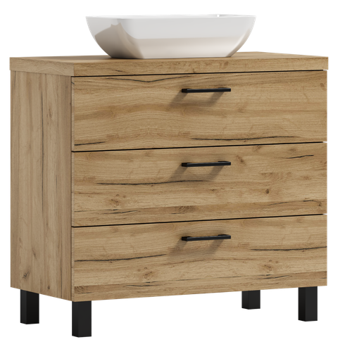 Szafka łazienkowa ROMA 60  dąb craft złoty z umywalką Lara (W1) na Arena.pl