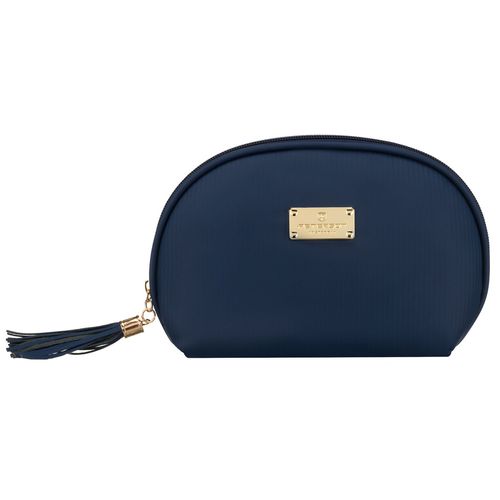 granatowa kosmetyczka z materiału syntetycznego zamykana suwakiem na Arena.pl