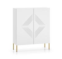 Nowoczesna Komoda Ryflowana 2- Drzwiowa 2D 100 cm Biała KLERMO Nogi ML