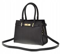 Laura Biaggi torebka shopper skóra naturalna czarny groszek mat TS66-6677