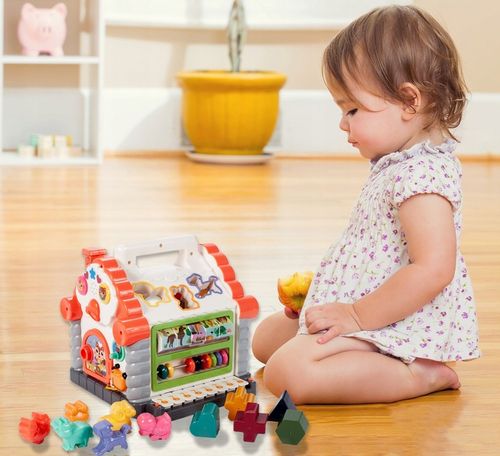 MULTIDOMEK DOMEK INTERAKTYWNY SORTER KLOCKI PIANINKO ZWIERZĄTKA DLA DZIECI na Arena.pl