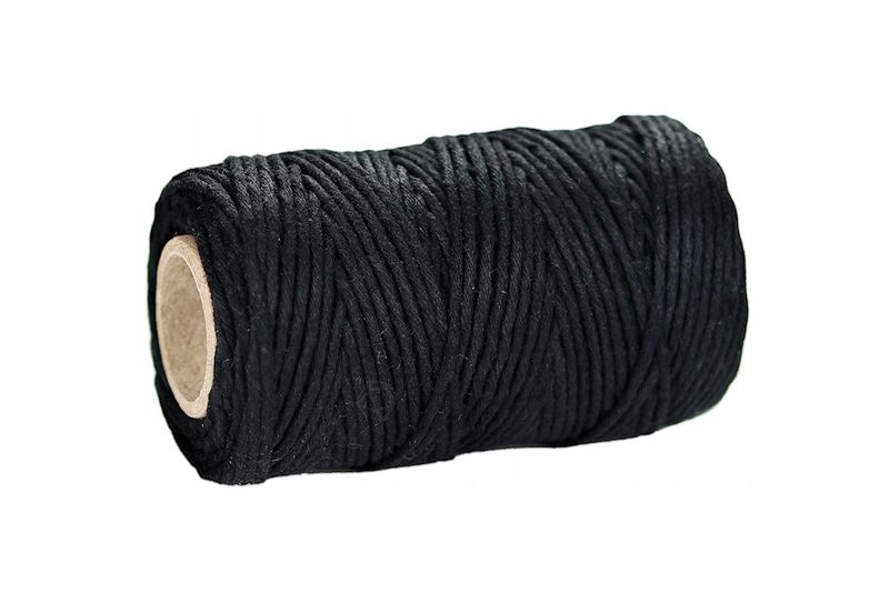 SZNUREK bawełniany czarny 2mm 100g 50m zdjęcie 2