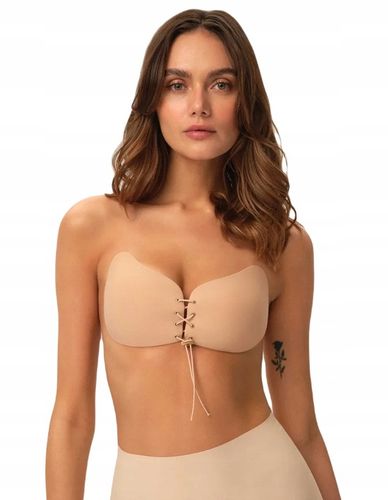 BARDOTKA STANIK BIUSTONOSZ GŁADKI SAMOPRZYLEPNY PUSHUP GOŁE PLECY BEZSZWOWY na Arena.pl