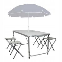 ZESTAW 4 KRZESEŁKA +STOLIK WALIZKA TURYSTYCZNY ALU