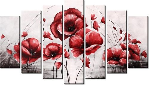 80CM 140CM OBRAZ 7 ELEM CZERWONE MAKI ŚCIENNY na Arena.pl